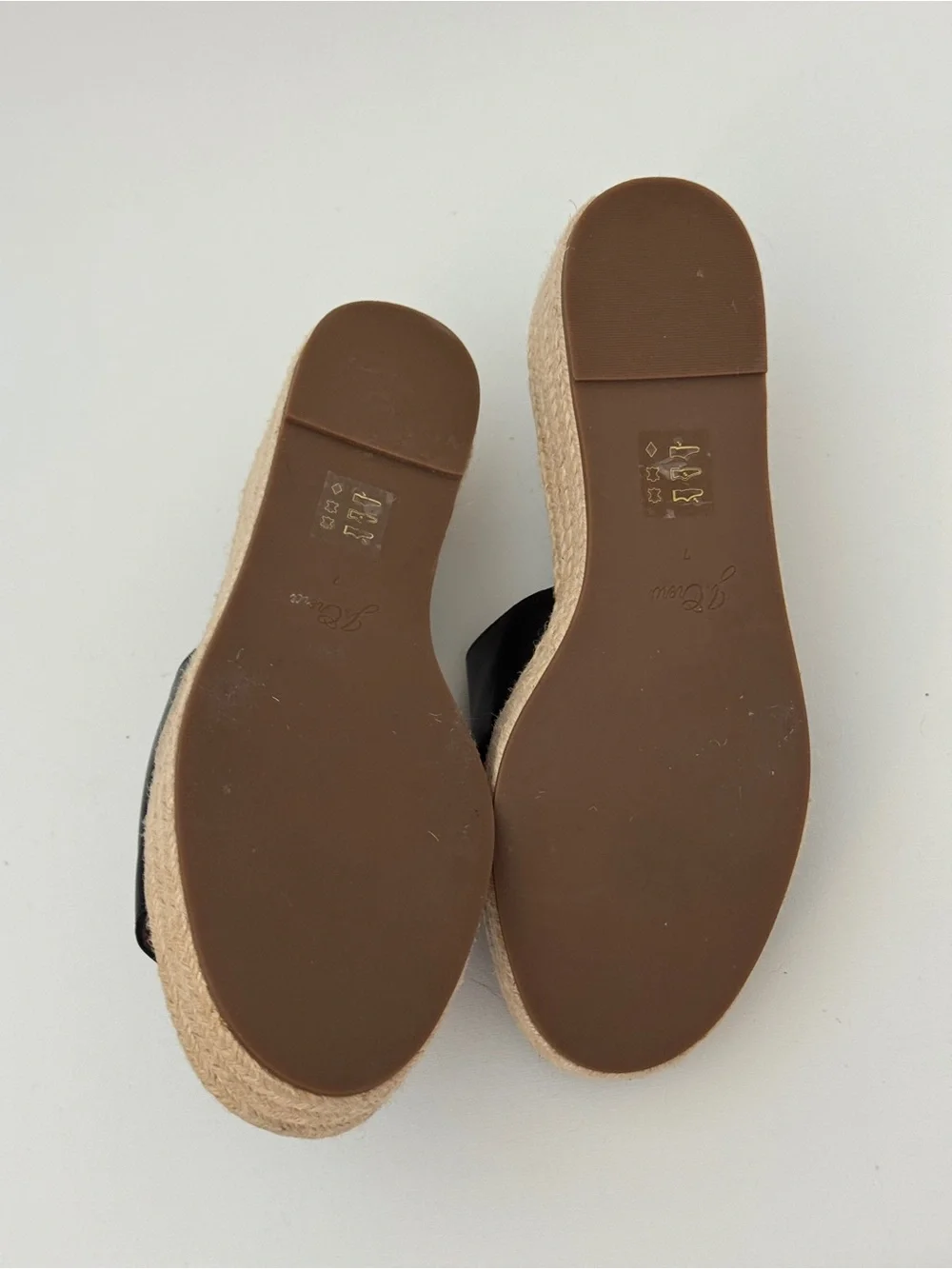 J.Crew Black Leather Espadrille Platform Slide - Women